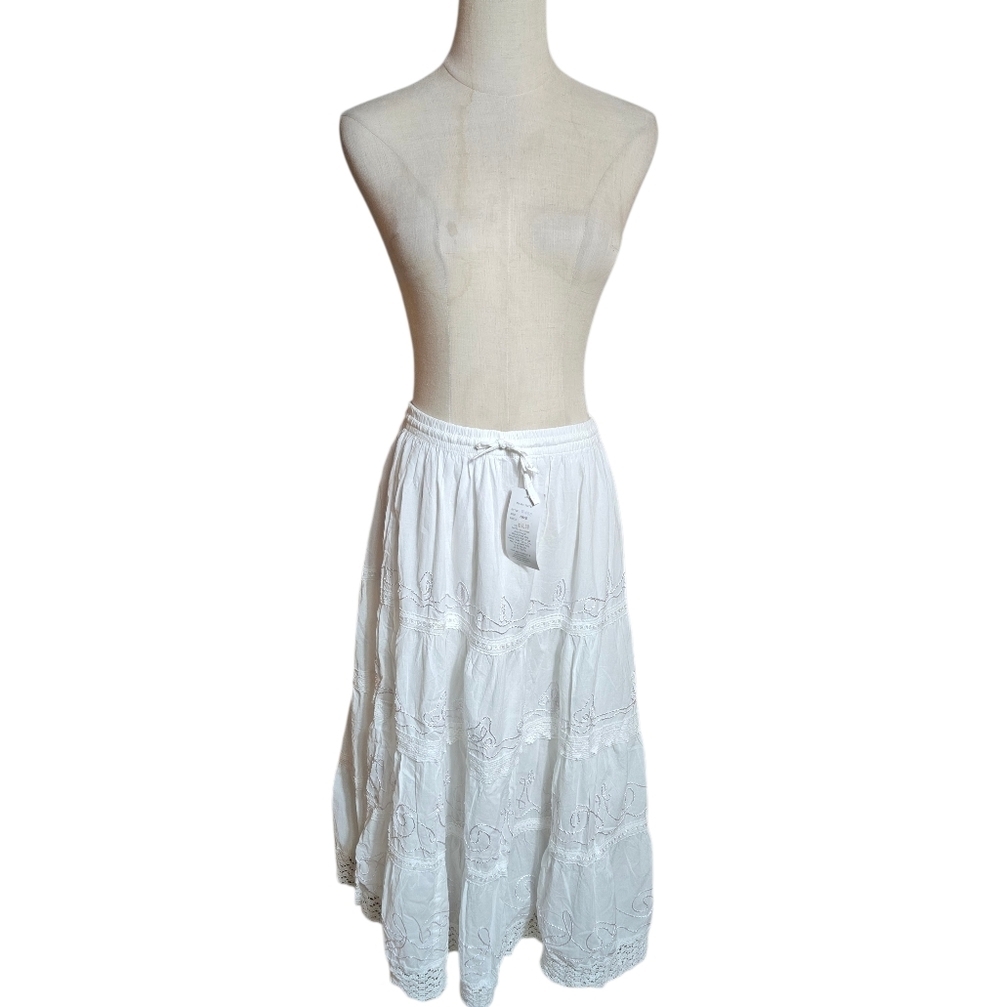 Advance White Cotton Midi Skirt NWT